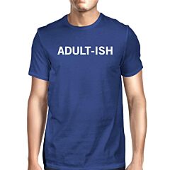 Adult-ish Unisex Royal Blue Tops Cute Typographic Daily T-shirt