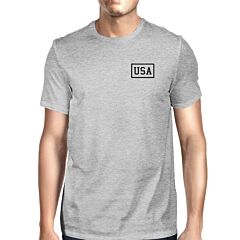 Mini USA Mens Grey Cotton Independence Day T-Shirt Simple Graphic