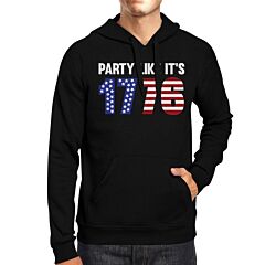 Party Like It's 1776 Funny Independence Day Black Hoodie For Unisex