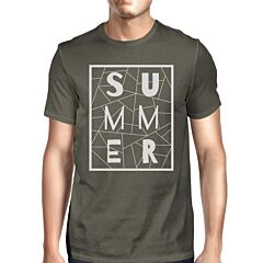 Summer Geometric Mens Dark Grey Tshirt Trendy Design Cotton Tee