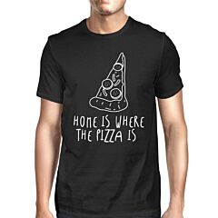 Home Where Pizza Is Men's Black Shirts Funny Graphic T-shirt
