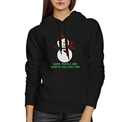 Some People Are Worth Melting For Snowman Black Hoodie