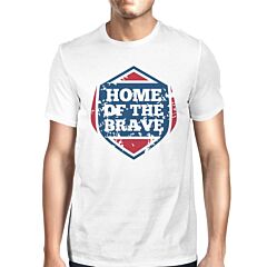 Home Of The Brave American Flag Shirt Mens White Graphic Tshirt