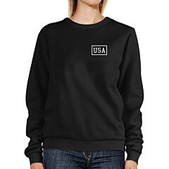 Mini USA Simple Design Black Crewneck Sweatshirt For Four of July