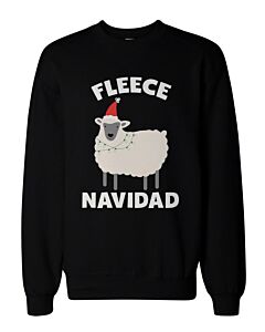 Fleece Navidad Funny Christmas Graphic Sweatshirts - Unisex Black Sweatshirt