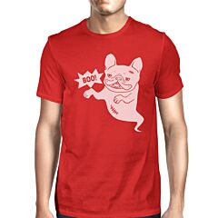 Boo French Bulldog Ghost Mens Red Shirt