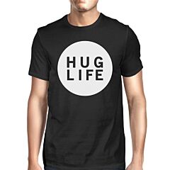 Hug Life Men's Black T-shirt Short Sleeve Simple Graphic Shirt
