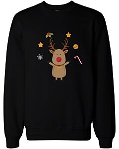 Cute Rudolph Sweatshirts Winter Pullover Fleece Holiday Gift X-mas Sweaters