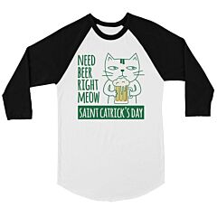 Beer Cat Patrick's Day Mens Baseball Shirt For St Patrick's Day