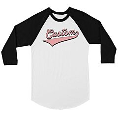 Pink College Swoosh Cute Adorable Mens Personalized Baseball Shirt