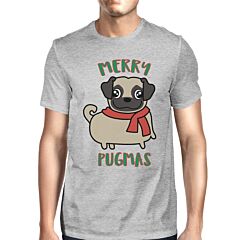 Merry Pugmas Pug Mens Grey Shirt