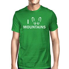I Heart Mountains Men's Green Cotton Tee Unique Graphic T Shirt