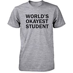 Back To School Grey Shirt World's Okayest Student Funny Tee for Campus