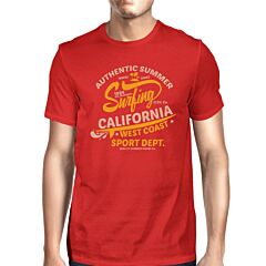 Authentic Summer Surfing California Mens Red Shirt