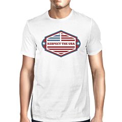 Respect The USA American Flag Shirt Mens White Short Sleeve Tshirt