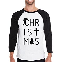 Christmas Letters Mens Black And White Baseball Shirt