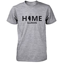 Home IL State Grey Men's T-Shirt US Illinois Hometown Cotton Tee