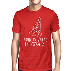 Home Where Pizza Is Man Red T-shirts Funny Graphic Printed T-shirt