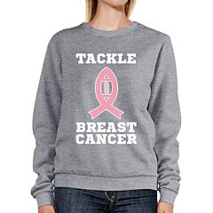 Tackle Breast Cancer Football Grey SweatShirt
