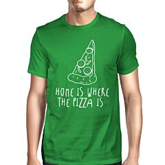 Home Where Pizza Is Mans Kelly Green Tee Cute Graphic T-shirt