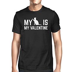 My Cat My Valentine Men's Black T-shirt Cute Graphic For Cat Lovers