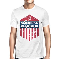 American Warrior Tee Mens White Cotton Tshirt American Flag Shirt