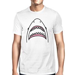 Shark Mens White Graphic T-Shirt Lightweight Summer Cotton Tee