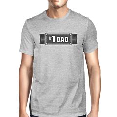 #1 Dad Mens Grey Cotton Graphic T-Shirt Unique Design Tee For Dad