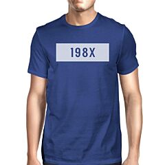 198X Men's Royal Blue Round Neck  Cotton T-Shirt Trendy Graphic Top