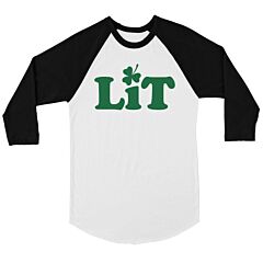 Lit Shamrock Mens Baseball Shirt Funny St Patrick's Day Shirt Idea