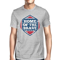 Home Of The Brave American Flag Shirt Mens Grey Graphic Tshirt
