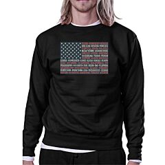 50 States Us Flag Unisex Black Sweatshirt Crewneck Pullover Fleece