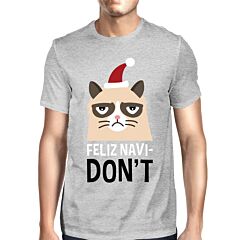 Feliz Navidon't Grey Men's T-shirt Christmas Gift For Cat Lovers