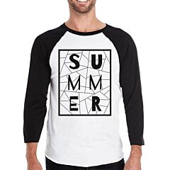 Summer Geometric Lettering Mens Baseball Tee Graphic Raglan Shirt