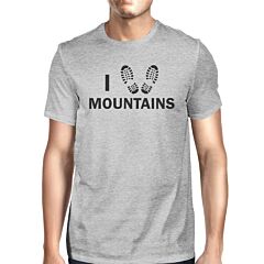 I Heart Mountains Men's Gray Cotton T-Shirt Trendy Graphic Design