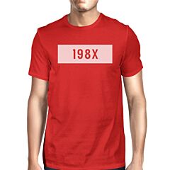 198X Red Short Sleeve Top Funny Letter Printed Comfortable Mens Top