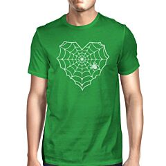 Heart Spider Web Mens Green Shirt