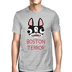 Boston Terror Terrier Mens Grey Shirt