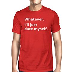Date Myself Men's Red Short Sleeve Shirt Funny Letter Printed Top