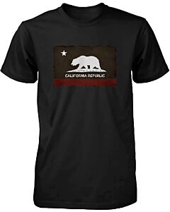Funny Graphic Statement Mens Black T-shirt - California Republic Flag