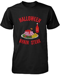 Halloween Brain Steak for Zombie Men's T-Shirt Funny Tee for Horror Night