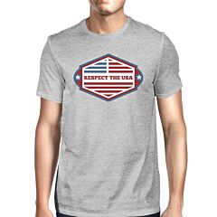 Respect The USA American Flag Shirt Mens Gray Short Sleeve Tshirt