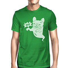 Boo French Bulldog Ghost Mens Green Shirt