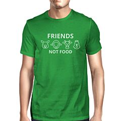Friends Not Food Mens Green Cotton Unique Design T Shirt For Guys