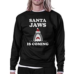 Santa Jaws Is Coming Black Sweatshirt