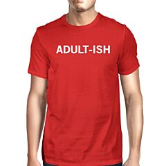 Adult-ish Man Red T-shirts Funny Graphic Printed Short Sleeve Tee