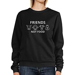 Friends Not Food Black Sweatshirt Cute Animal Graphic For Earth Day