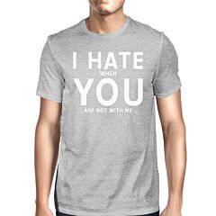 I Hate You Men's Grey T-shirt Simple Typography Crew Neck For Men