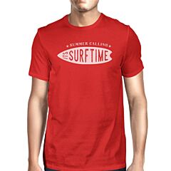 Summer Calling It's Surf Time Mens Red Shirt