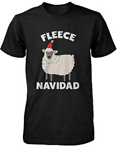 Men's Christmas Graphic Tees - Fleece Navidad Black Cotton T-shirt